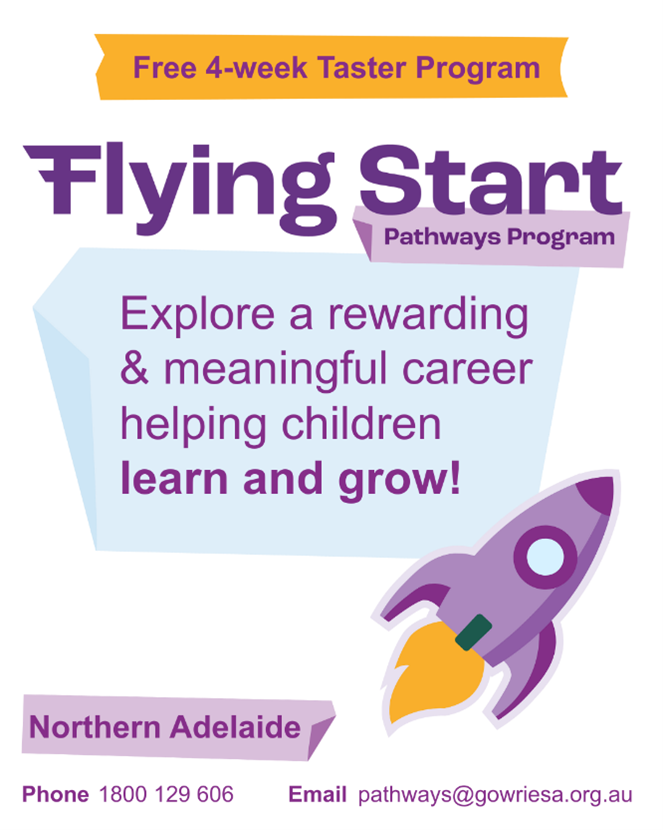 Read more about the article Northern Adelaide – Flying Start Pathways Pre-Certificate Taster – Working in Early Childhood